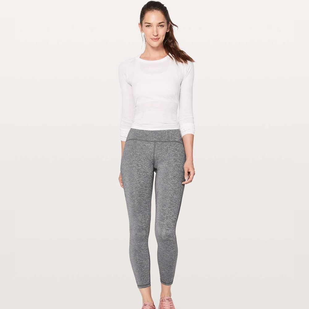 Lululemon Train Times 7/8 Pant - High Rise, Heathered Black, Size 6